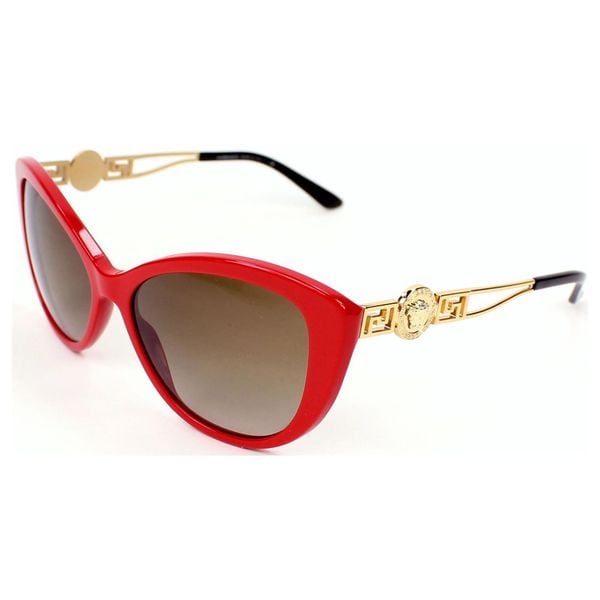 Shop Versace Women S Ve4295 Metal Cat Eye Sunglasses Red