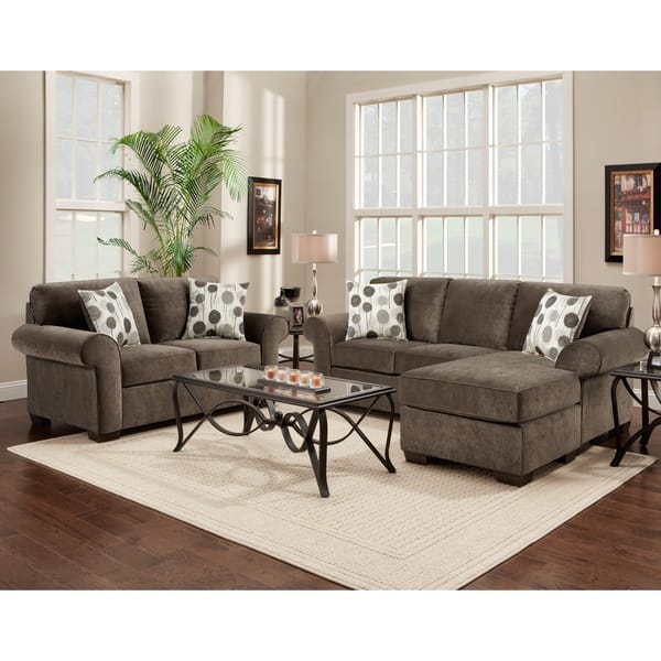 Fabric Sectional Sofa With 2 Pillows Elizabeth Ash Overstock 10437707