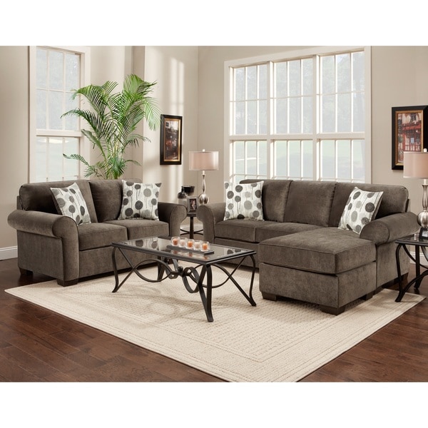 Shop Fabric Sectional Sofa and Loveseat Set with Pillows, Elizabeth Ash  Free Shipping Today 