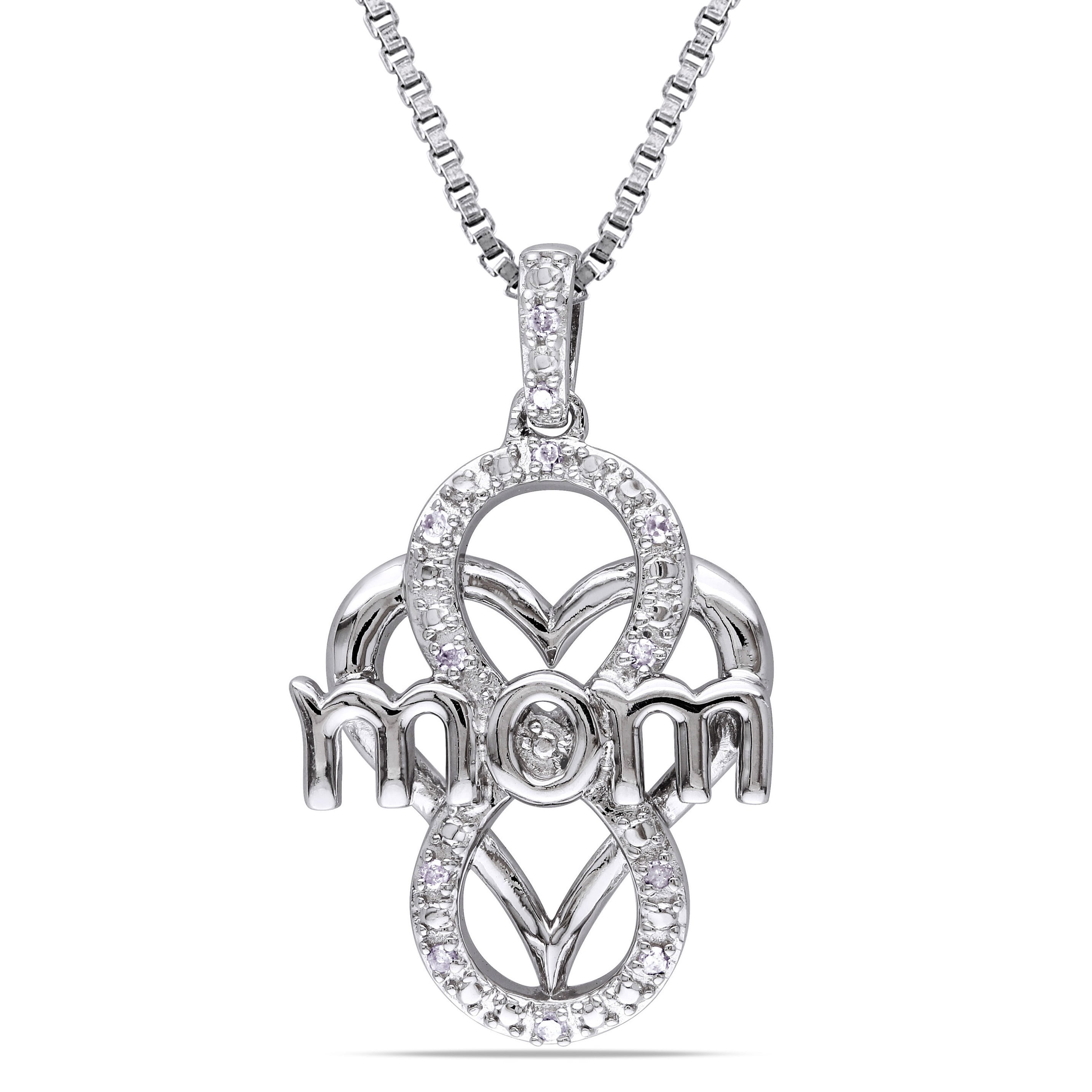 Miadora Sterling Silver Diamond Accent Heart "Mom" Necklace