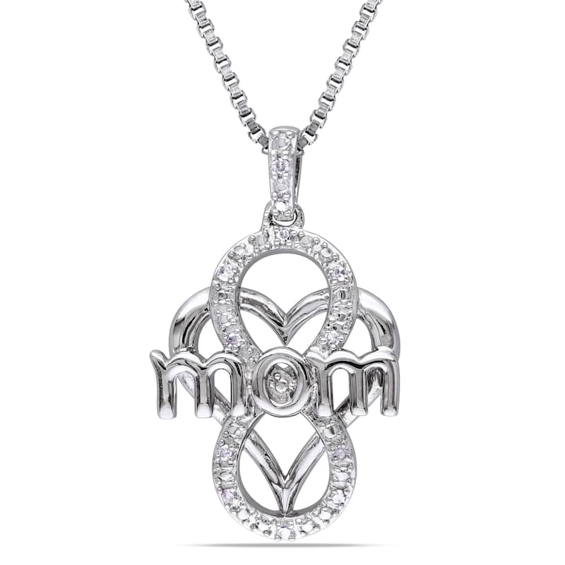 Miadora Sterling Silver Diamond Accent Heart "Mom" Necklace