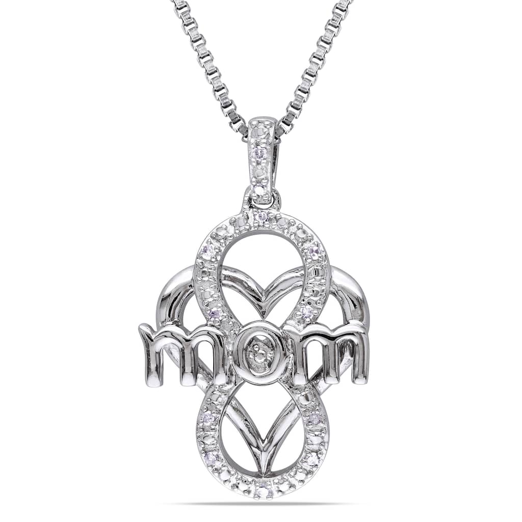 Miadora Sterling Silver Diamond Accent Heart "Mom" Necklace