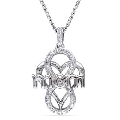 Miadora Sterling Silver Diamond Accent Heart "Mom" Necklace