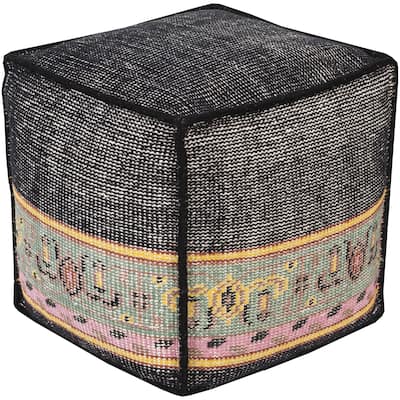 Geometric Zuri Square Wool 18-inch Pouf
