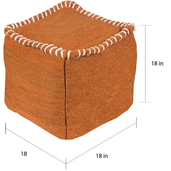 Solid Rosa Square Jute 18-inch Pouf