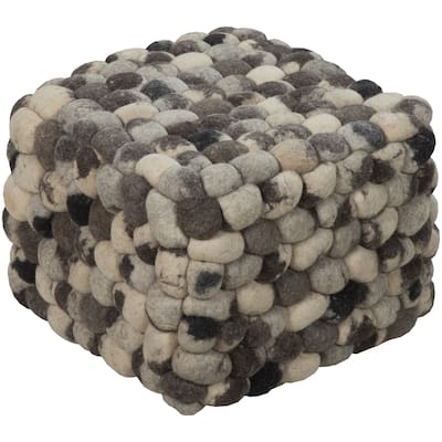 Geometric Erie Square Wool 18-inch Pouf