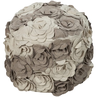 Floral Dole Round Wool 18-inch Pouf
