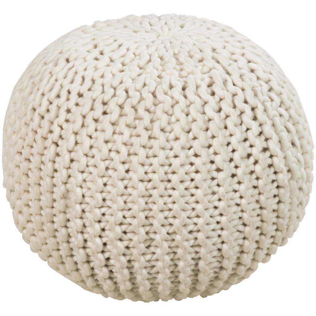 Solid Daly Round Wool 18-inch Pouf