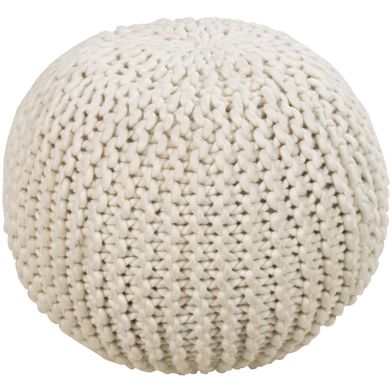 Solid Daly Round Wool 18-inch Pouf - Pouf - Polyester - Single