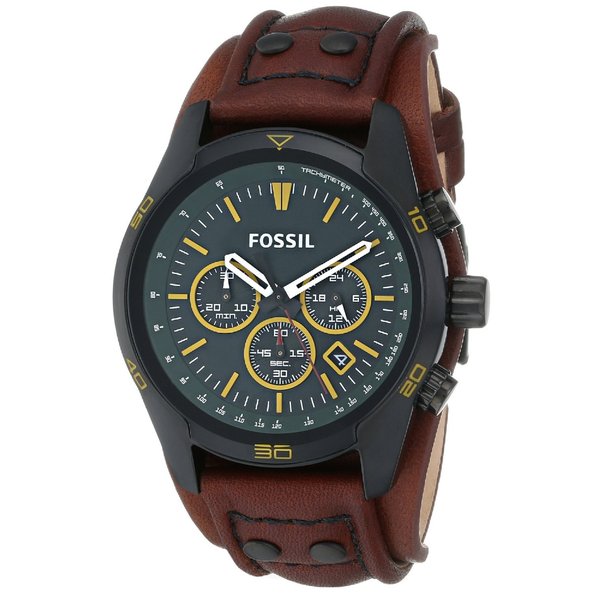 Shop Fossil Men's Coachman Chronograph Forest Green Dial Brown Leather