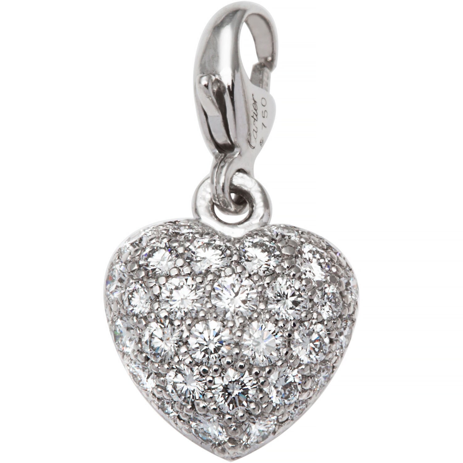 Download 18k White Gold 1 2ct Tdw Diamond Heart Motif Cartier Estate Baby Charm F G Vs1 Vs2 Overstock 10440025