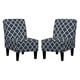 preview thumbnail 3 of 3, Porch & Den Shoshone Navy Blue Trellis Print Armless Chairs (Set of 2)