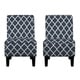 preview thumbnail 2 of 3, Porch & Den Shoshone Navy Blue Trellis Print Armless Chairs (Set of 2)