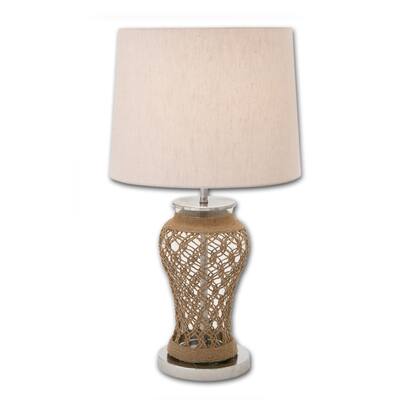 Casa Cortes 28-Inch Clear Glass and Jute Table Lamp