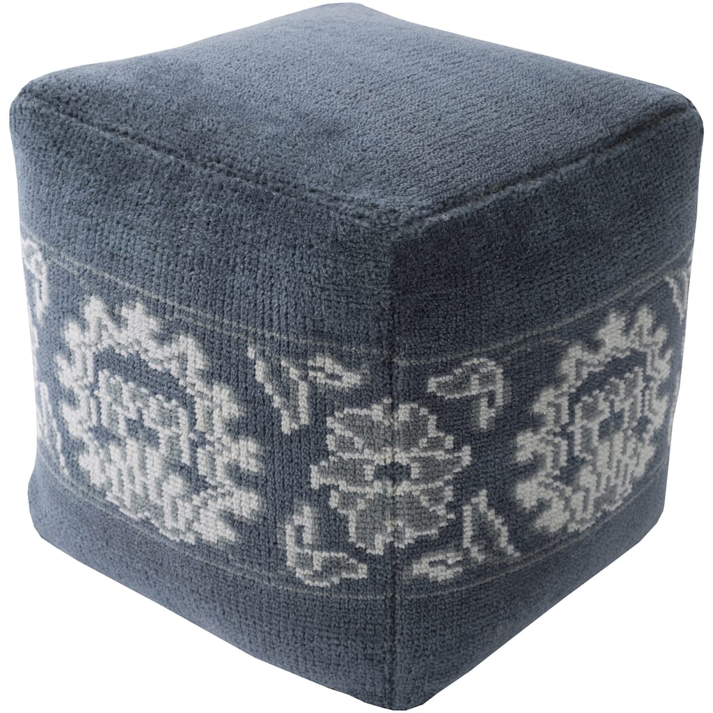 Floral Nico Square Wool 18-inch Pouf