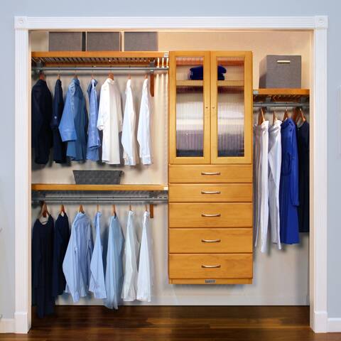 John Louis Home 16in. deep Solid Wood 5-Drawer/Doors Deluxe Organizer Honey Maple
