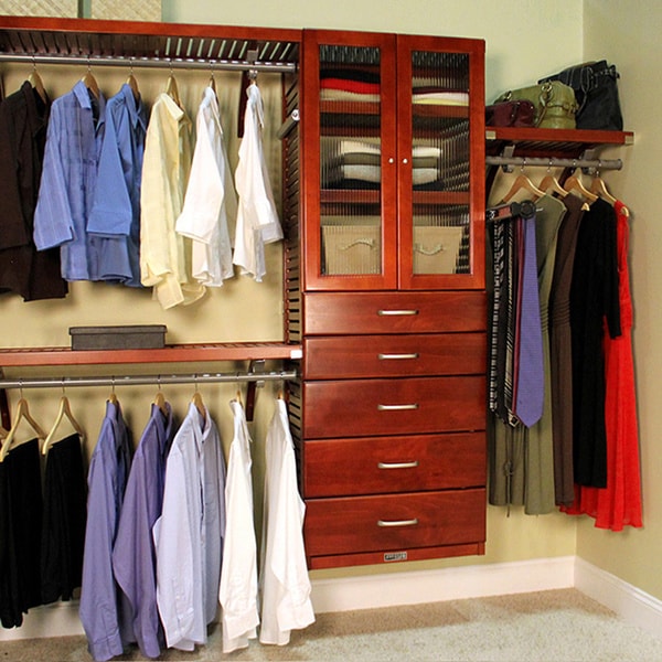 John Louis Red Mahogany Door and 5-drawer Deluxe Closet Organizer - Free Shipping Today ...