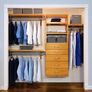 John Louis Home 16-inch Deep 5-drawer Honey Maple Wood Deluxe Organizer