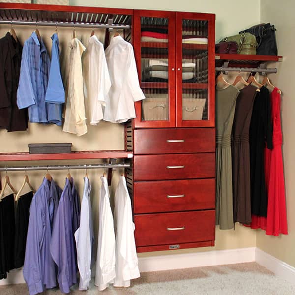 John Louis Home Solid Wood Walk-In Closet System with 4-Drawers and Doors Deluxe Red Mahogany - Red Mahogany