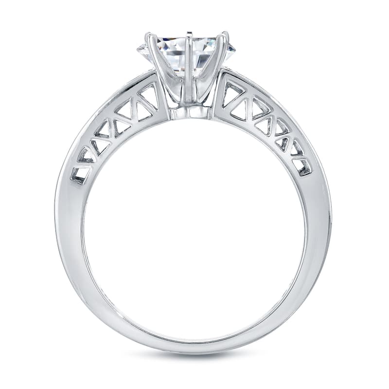 Auriya 1 1/2ctw Round Diamond Engagement Ring Set 14k Gold Certified