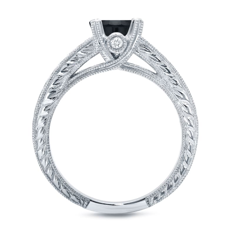Auriya Modern 1cttw Round Black Diamond Engagement Ring Set 14k White Gold