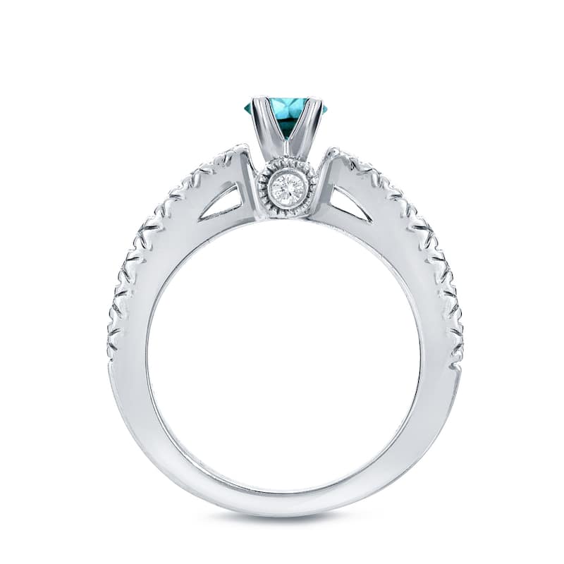 Auriya 14k Gold 14k White Gold 1 3/4ctw Round Blue Diamond Engagement Ring Set