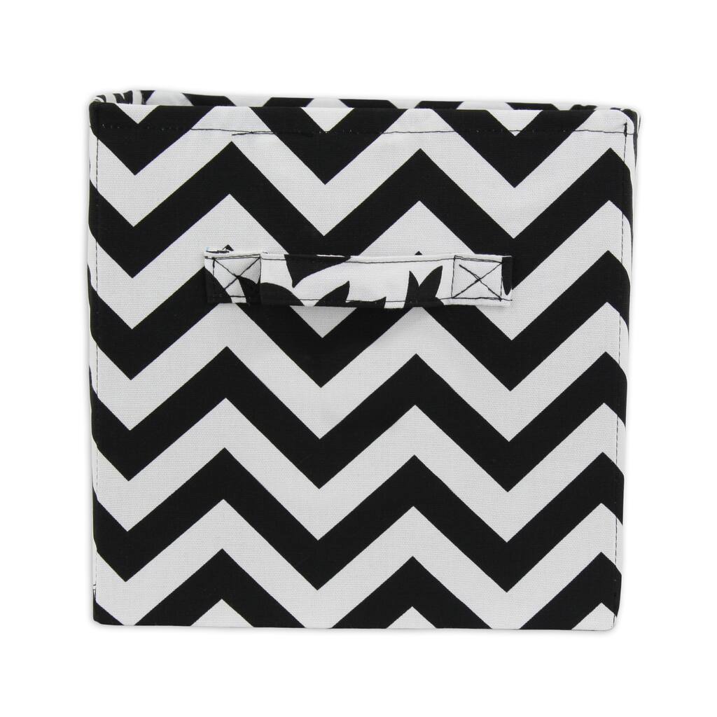 Zig-zag Black and White Storage Bin with Handles
