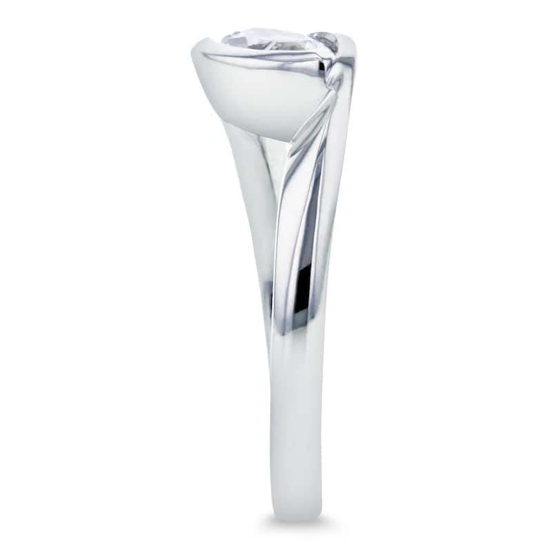 Annello by Kobelli 14k White Gold Certified 1ct Marquise Solitaire Diamond Curved Engagement Ring