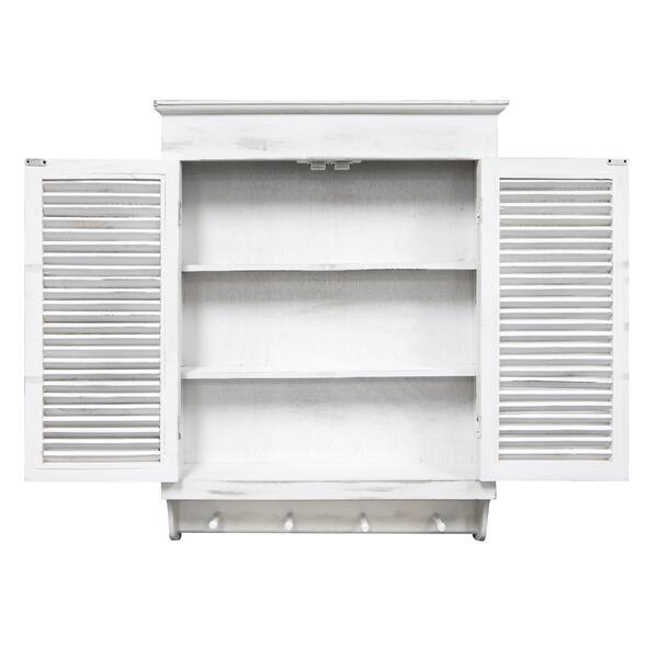 Shop Louvered Wall Cabinet Whitewashed Finish Free Shipping