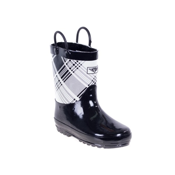 black and white plaid rain boots