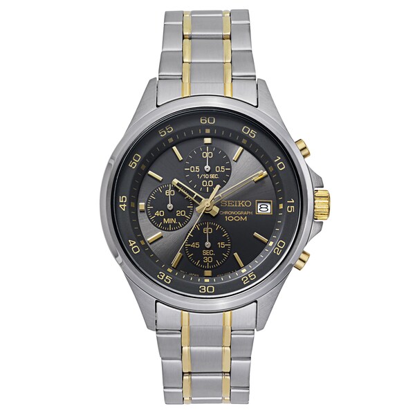 seiko two tone chronograph watch