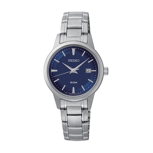 Seiko Women's SUR849 Stainless Steel Blue Dial Classic Design Watch ...