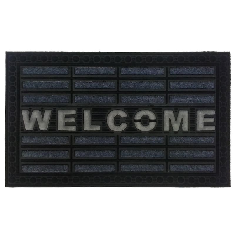Grey Welcome Rubber Doormat - N/A