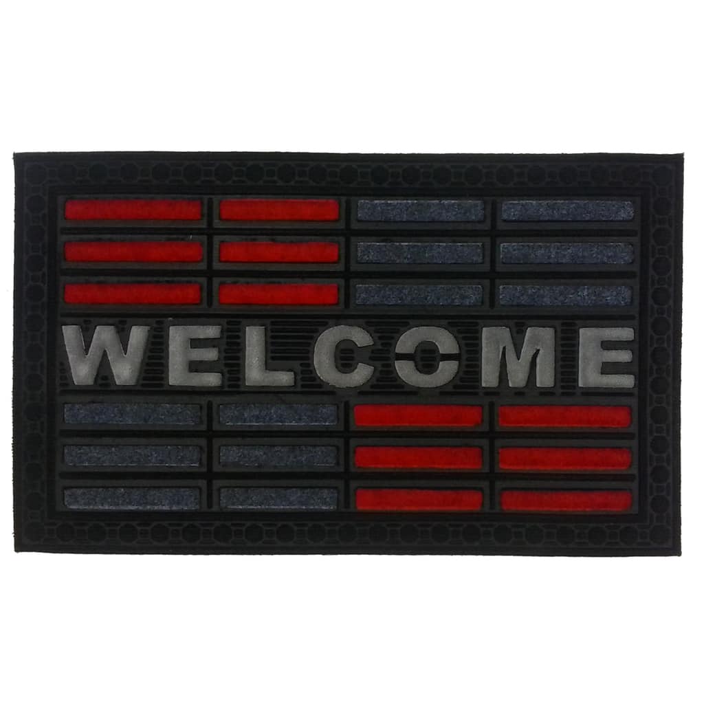 Red Welcome Rubber Doormat