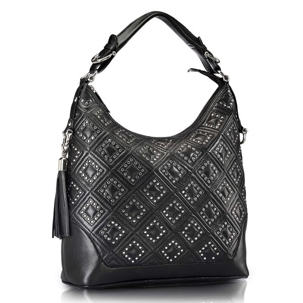 Phive Rivers Black Leather Hobo Handbag (Italy)   17543892  