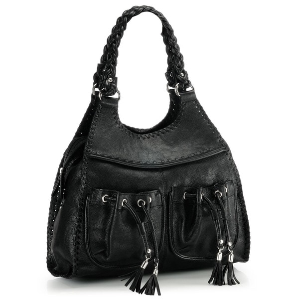 Phive Rivers Black Leather Hobo Handbag (Italy)   Shopping