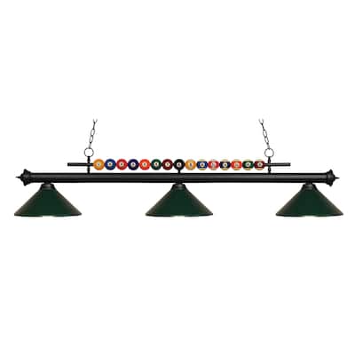Avery Home Lighting Shark 3-light Island/Billiard Dark Green-finished Light - Grey - Matte Black