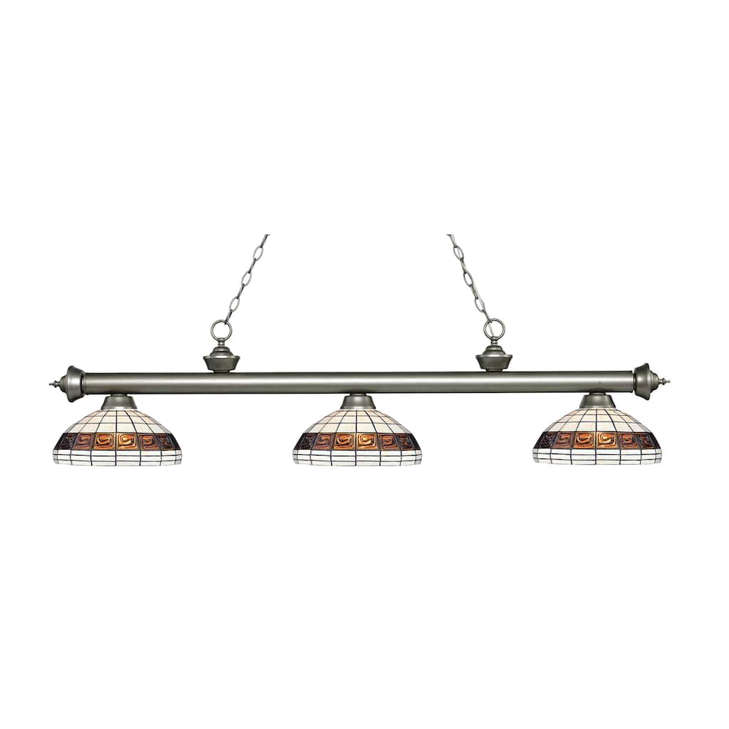 Avery Home Lighting Riviera Antique Silver 3-light Island/Billiard Multi Colored Tiffany-style-finished Light