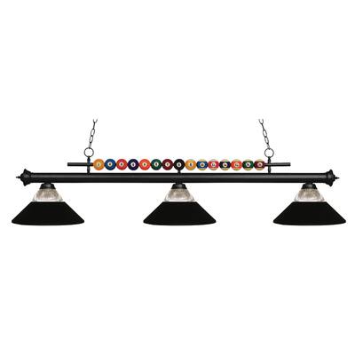 Avery Home Lighting Shark 3-light Island/Billiard Clear Ribbed Glass and Metal Matte Black-finished Light - Matte Black