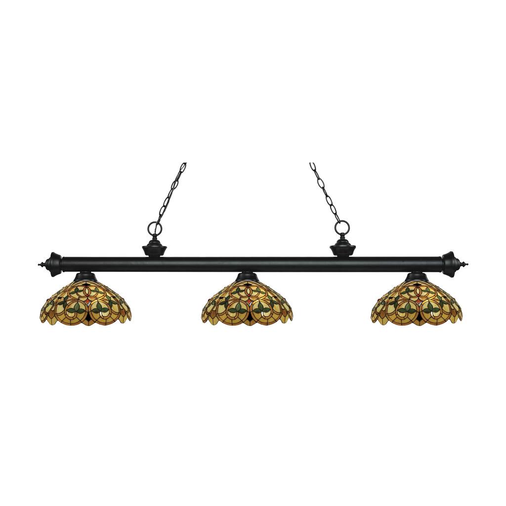 Avery Home Lighting Riviera Golden Bronze 3-light Island/Billiard Multi Colored Tiffany-style-finished Light
