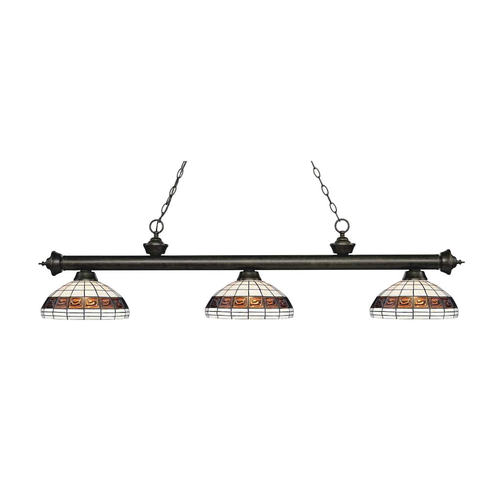 Avery Home Lighting Riviera Golden Bronze 3-light Island/Billiard Multi Colored Tiffany-style-finished Light