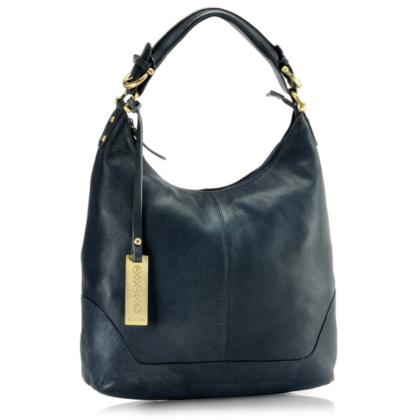 Shop Handmade Phive Rivers Blue Leather Hobo Handbag (Italy) - Free ...