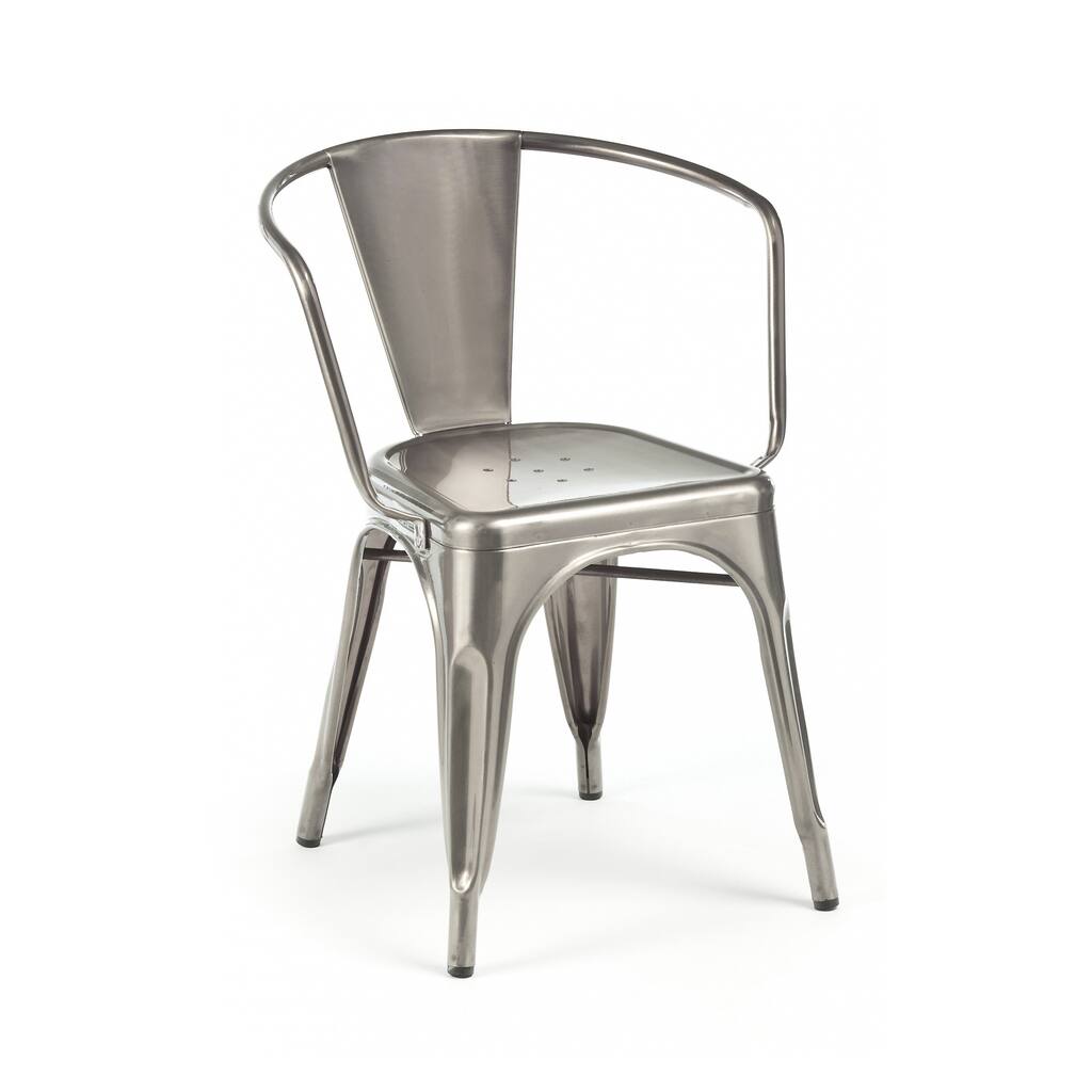 Amalfi Stackable Gunmetal Steel Dining Chair (Set of 4)