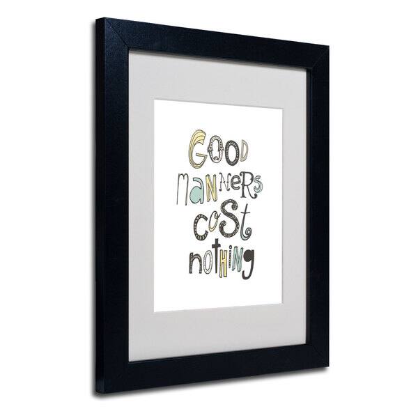 Megan Romo 'good Manners Iii' White Matte, Black Framed Wall Art - Bed 