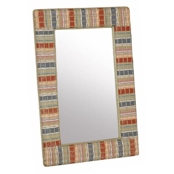 Boat Wood Dark Accent Multicolor Frame Mirror , Handmade in Thailand