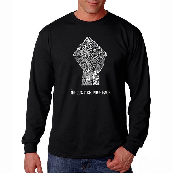 Mens Los Angeles Pop Art No Justice, No Peace Long Sleeve T Shirt