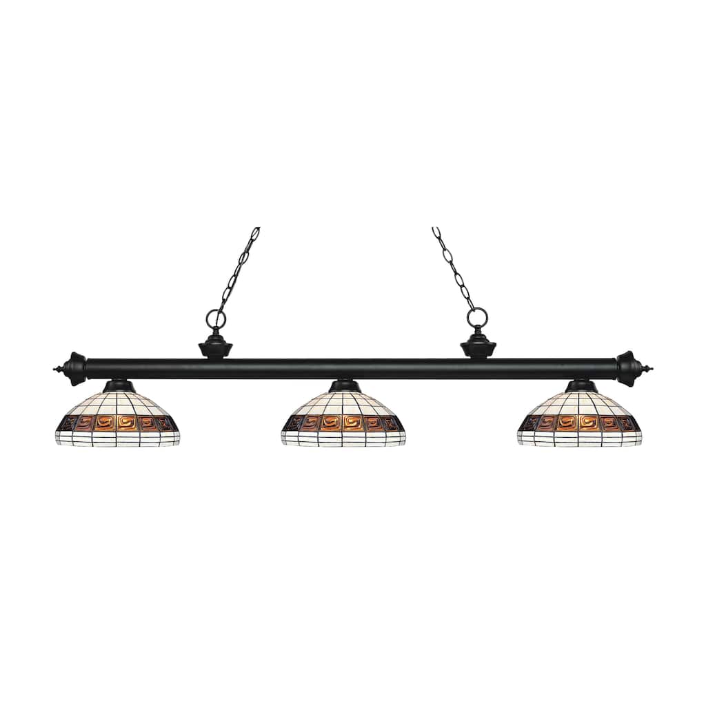 Avery Home Lighting Riviera Matte Black 3-light Island/Billiard Multi Colored Tiffany-style-finished Light