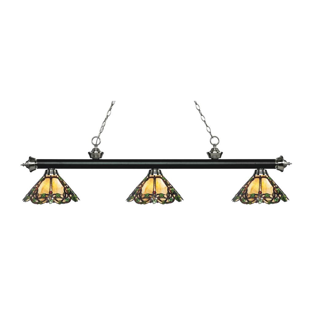 Avery Home Lighting Rivera Matte Black & Brushed Nickel 3-light Island/Billiard Multi Colored Tiffany-style-finished Light