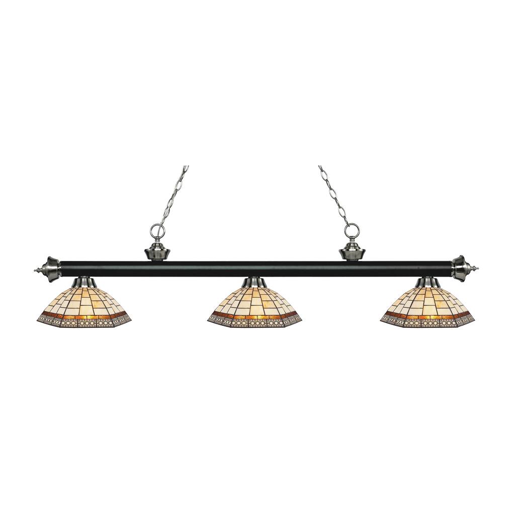 Avery Home Lighting Rivera Matte Black & Brushed Nickel 3-light Island/Billiard Multi Colored Tiffany-style-finished Light