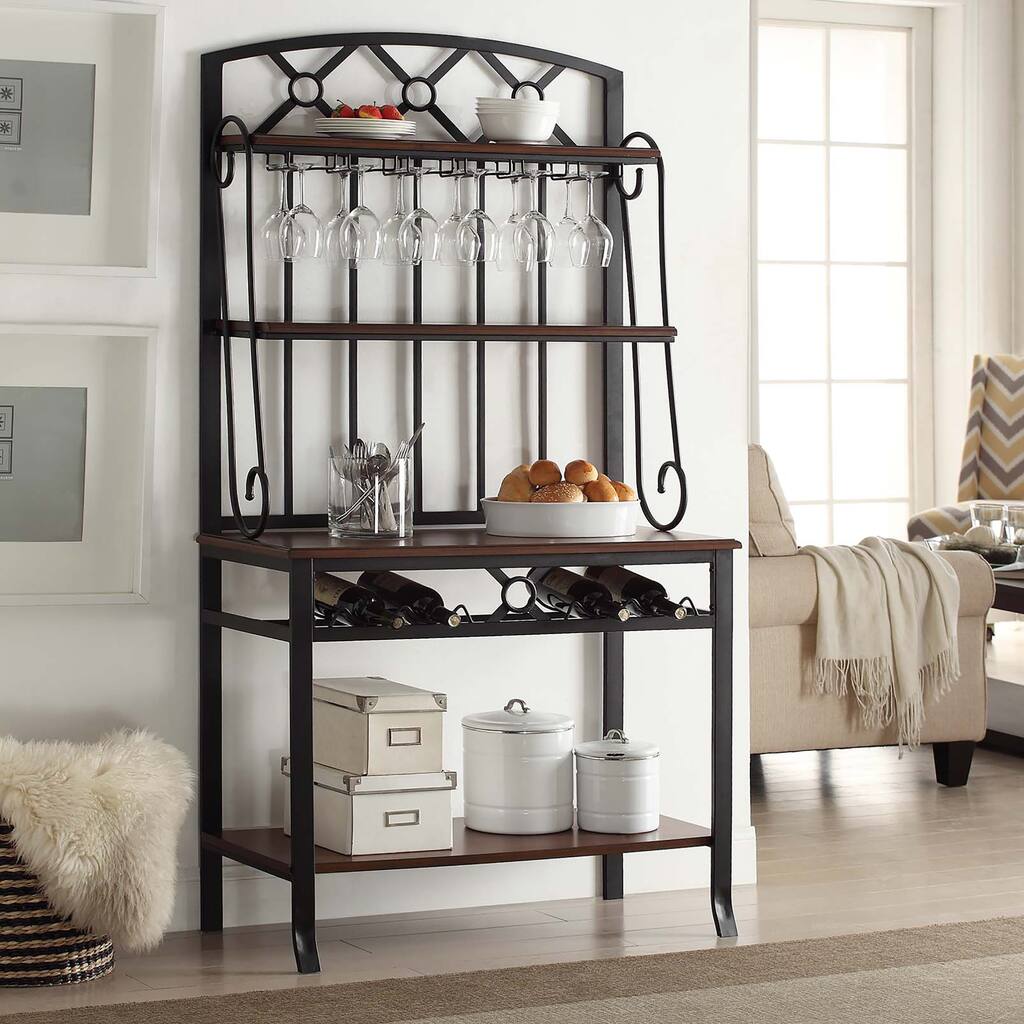 Keegan Metal and Wood Bakers Rack - Brown